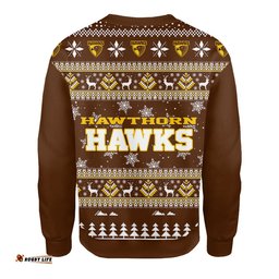 Hawthorn Hawks Ugly Christmas Faux Knit Sweatshirt – Xmas Holiday Gift Pullover