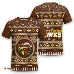 Hawthorn Hawks Ugly Christmas Faux Knit T-Shirt – Xmas Holiday Gift Pullover