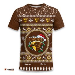 Hawthorn Hawks Ugly Christmas Faux Knit T-Shirt – Xmas Holiday Gift Pullover