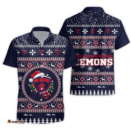 Melbourne Demons Ugly Faux Knit Christmas Hawaiian Shirt – Xmas Holiday Gift Pullover