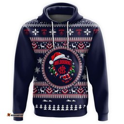 Melbourne Demons Ugly Faux Knit Christmas Hoodie – Xmas Holiday Gift Pullover