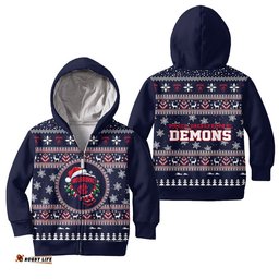 Melbourne Demons Ugly Faux Knit Christmas Kids Hoodie – Xmas Holiday Gift Pullover