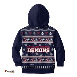 Melbourne Demons Ugly Faux Knit Christmas Kids Hoodie – Xmas Holiday Gift Pullover