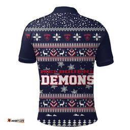 Melbourne Demons Ugly Christmas Faux Knit Polo Shirt – Xmas Holiday Gift Pullover