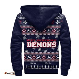 Melbourne Demons Ugly Christmas Faux Knit Sherpa Hoodie – Xmas Holiday Gift Pullover