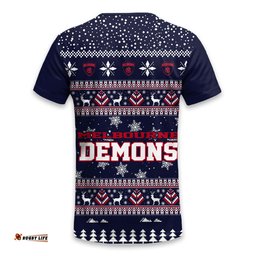Melbourne Demons Ugly Christmas Faux Knit T-Shirt – Xmas Holiday Gift Pullover