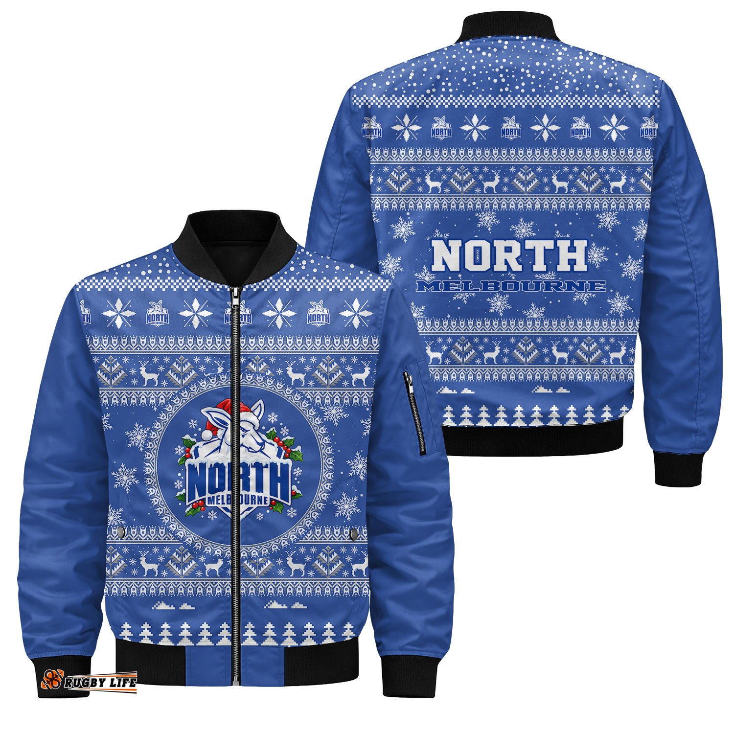 North Melbourne Ugly Christmas Faux Knit Bomber Jacket – Xmas Holiday Gift Pullover