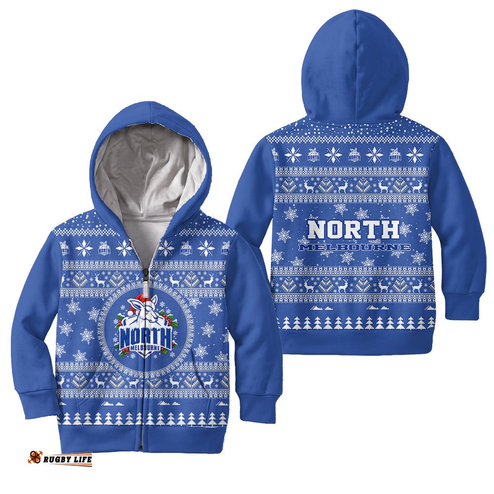 North Melbourne Ugly Faux Knit Christmas Kids Hoodie – Xmas Holiday Gift Pullover