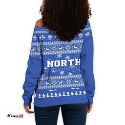 North Melbourne Ugly Christmas Faux Knit Women's Off Shoulder Sweatshirt – Xmas Holiday Gift Pullover