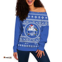 North Melbourne Ugly Christmas Faux Knit Women's Off Shoulder Sweatshirt – Xmas Holiday Gift Pullover
