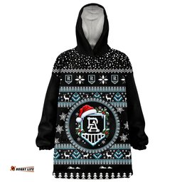 Port Adelaide Power Ugly Christmas Faux Knit Blanket Hoodie – Xmas Holiday Gift Pullover