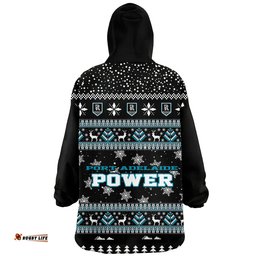 Port Adelaide Power Ugly Christmas Faux Knit Blanket Hoodie – Xmas Holiday Gift Pullover