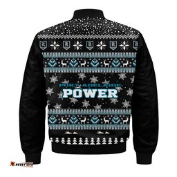 Port Adelaide Power Ugly Christmas Faux Knit Bomber Jacket – Xmas Holiday Gift Pullover