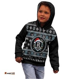 Port Adelaide Power Ugly Faux Knit Christmas Kids Hoodie – Xmas Holiday Gift Pullover