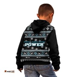 Port Adelaide Power Ugly Faux Knit Christmas Kids Hoodie – Xmas Holiday Gift Pullover