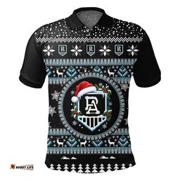 Port Adelaide Power Ugly Christmas Faux Knit Polo Shirt – Xmas Holiday Gift Pullover
