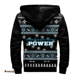 Port Adelaide Power Ugly Christmas Faux Knit Sherpa Hoodie – Xmas Holiday Gift Pullover