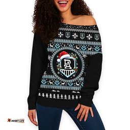 Port Adelaide Power Ugly Christmas Faux Knit Women's Off Shoulder Sweatshirt – Xmas Holiday Gift Pullover