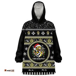 Richmond Tigers Ugly Christmas Faux Knit Blanket Hoodie – Xmas Holiday Gift Pullover