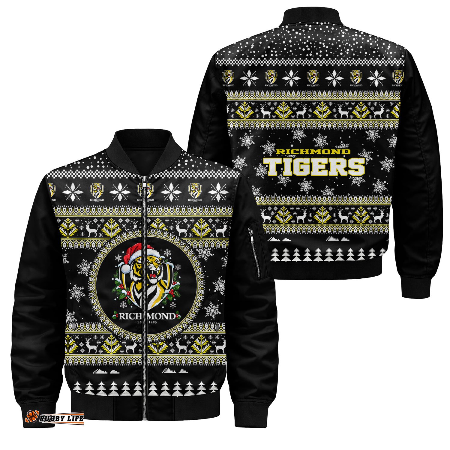 Richmond Tigers Ugly Christmas Faux Knit Bomber Jacket – Xmas Holiday Gift Pullover