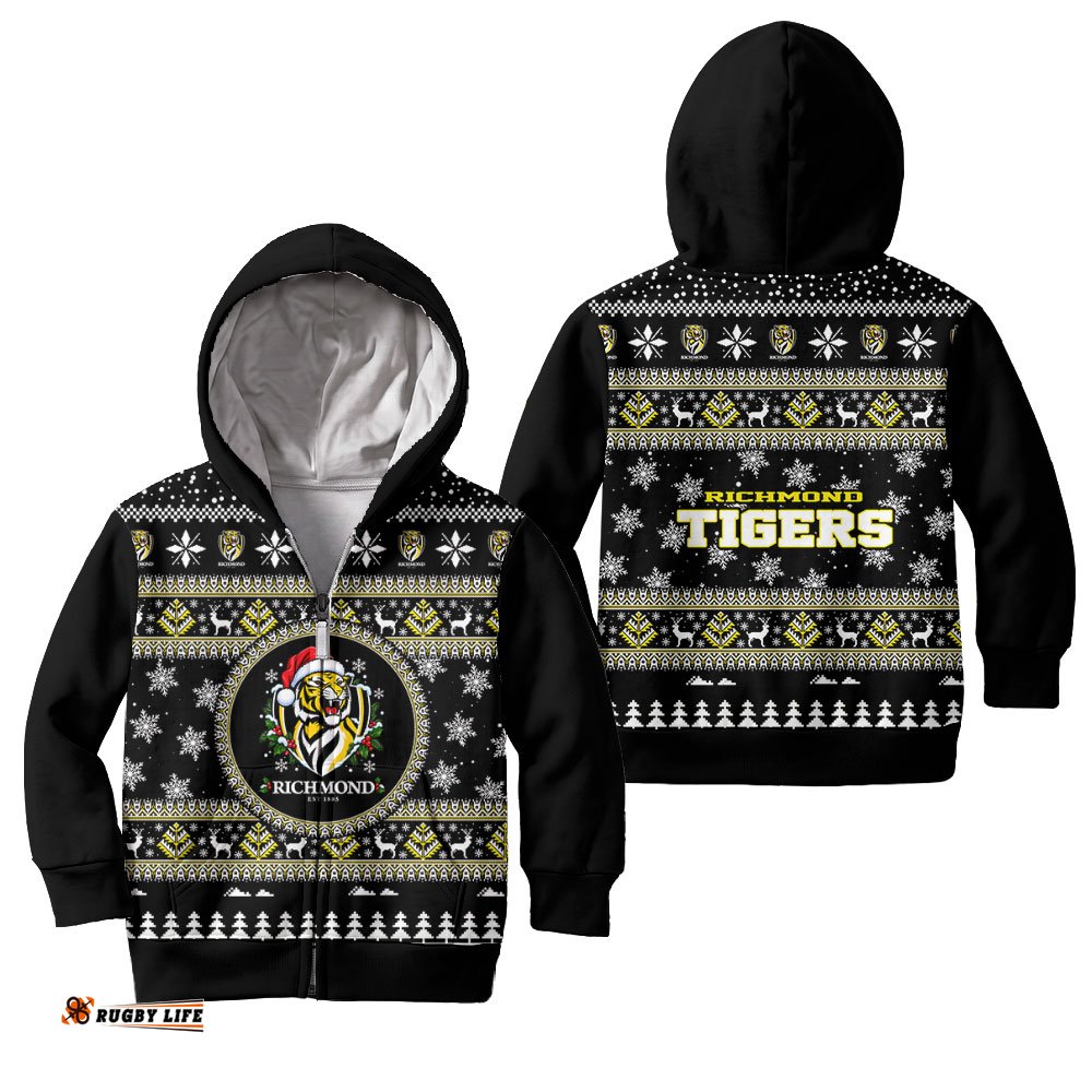 Richmond Tigers Ugly Faux Knit Christmas Kids Hoodie – Xmas Holiday Gift Pullover