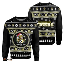 Richmond Tigers Ugly Christmas Faux Knit Sweatshirt – Xmas Holiday Gift Pullover