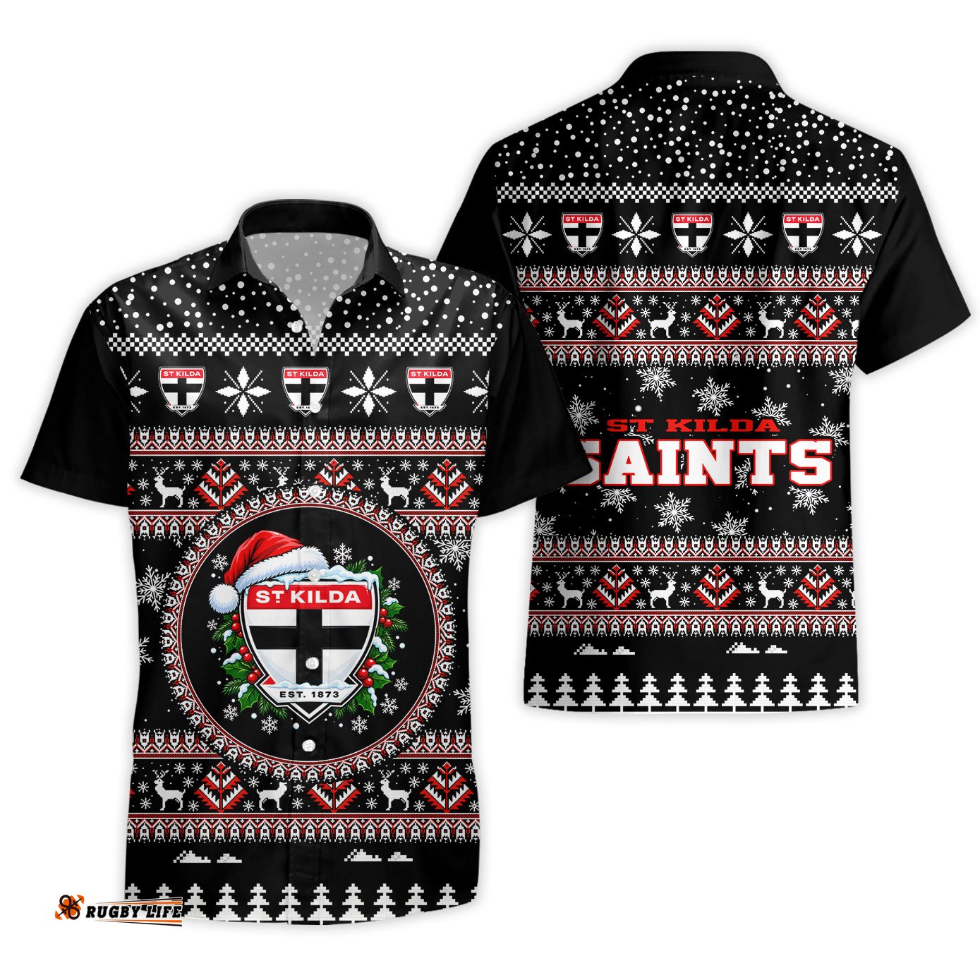 St Kilda Saints Ugly Faux Knit Christmas Hawaiian Shirt – Xmas Holiday Gift Pullover