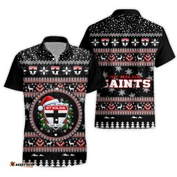 St Kilda Saints Ugly Faux Knit Christmas Hawaiian Shirt – Xmas Holiday Gift Pullover