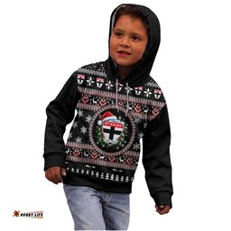 St Kilda Saints Ugly Faux Knit Christmas Kids Hoodie – Xmas Holiday Gift Pullover