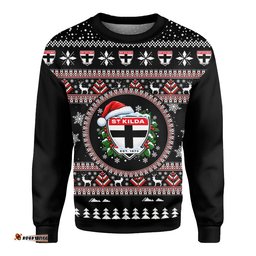 St Kilda Saints Ugly Christmas Faux Knit Sweatshirt – Xmas Holiday Gift Pullover