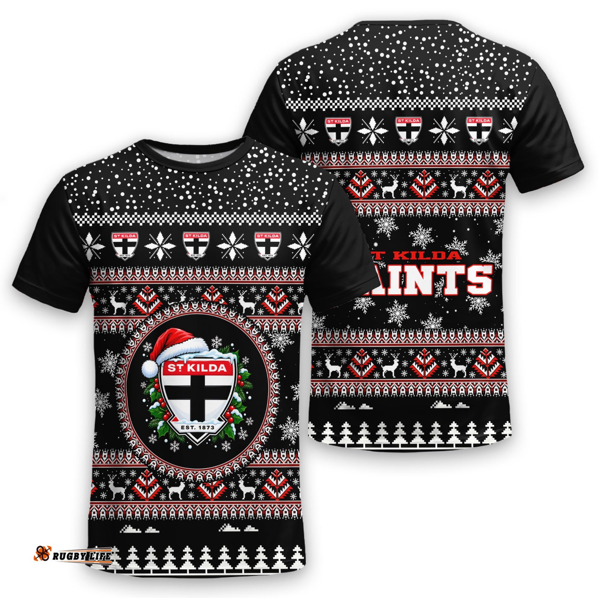 St Kilda Saints Ugly Christmas Faux Knit T-Shirt – Xmas Holiday Gift Pullover