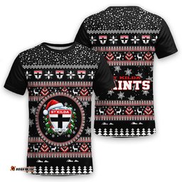 St Kilda Saints Ugly Christmas Faux Knit T-Shirt – Xmas Holiday Gift Pullover