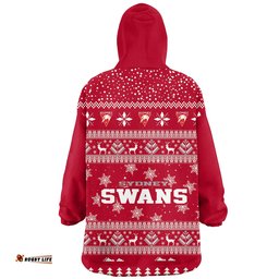 Sydney Swans Ugly Christmas Faux Knit Blanket Hoodie – Xmas Holiday Gift Pullover