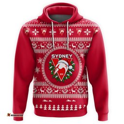 Sydney Swans Ugly Faux Knit Christmas Hoodie – Xmas Holiday Gift Pullover