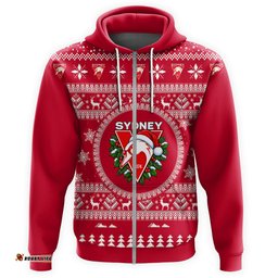 Sydney Swans Ugly Faux Knit Christmas Hoodie – Xmas Holiday Gift Pullover