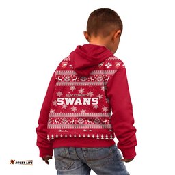 Sydney Swans Ugly Faux Knit Christmas Kids Hoodie – Xmas Holiday Gift Pullover