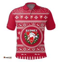 Sydney Swans Ugly Christmas Faux Knit Polo Shirt – Xmas Holiday Gift Pullover