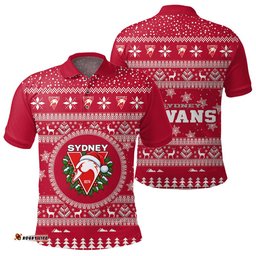 Sydney Swans Ugly Christmas Faux Knit Polo Shirt – Xmas Holiday Gift Pullover