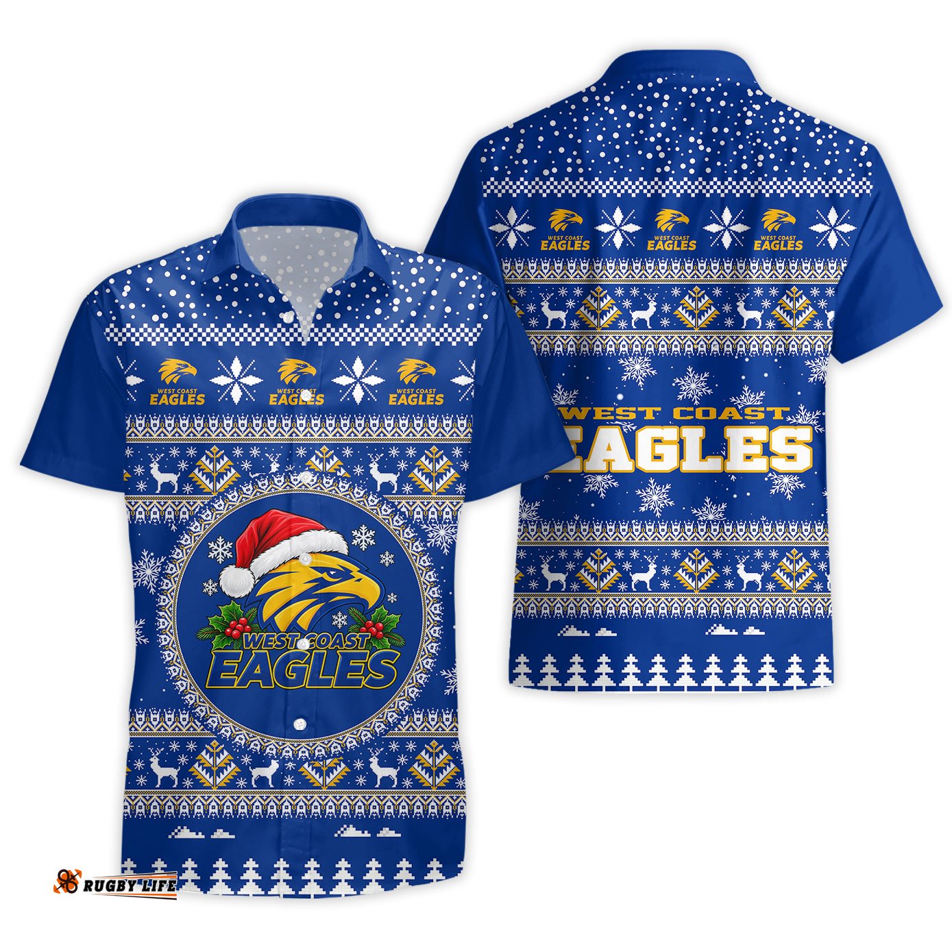 West Coast Eagles Ugly Faux Knit Christmas Hawaiian Shirt – Xmas Holiday Gift Pullover