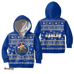 West Coast Eagles Ugly Faux Knit Christmas Kids Hoodie – Xmas Holiday Gift Pullover