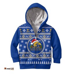 West Coast Eagles Ugly Faux Knit Christmas Kids Hoodie – Xmas Holiday Gift Pullover