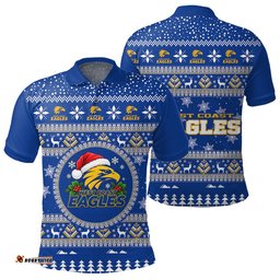West Coast Eagles Ugly Christmas Faux Knit Polo Shirt – Xmas Holiday Gift Pullover