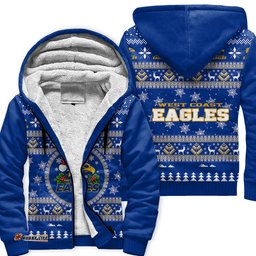 West Coast Eagles Ugly Christmas Faux Knit Sherpa Hoodie – Xmas Holiday Gift Pullover