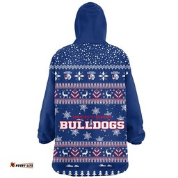 Western Bulldogs Ugly Christmas Faux Knit Blanket Hoodie – Xmas Holiday Gift Pullover