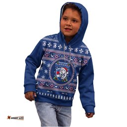 Western Bulldogs Ugly Faux Knit Christmas Kids Hoodie – Xmas Holiday Gift Pullover