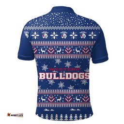 Western Bulldogs Ugly Christmas Faux Knit Polo Shirt – Xmas Holiday Gift Pullover