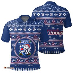 Western Bulldogs Ugly Christmas Faux Knit Polo Shirt – Xmas Holiday Gift Pullover