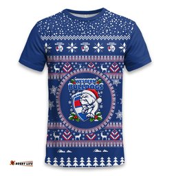 Western Bulldogs Ugly Christmas Faux Knit T-Shirt – Xmas Holiday Gift Pullover