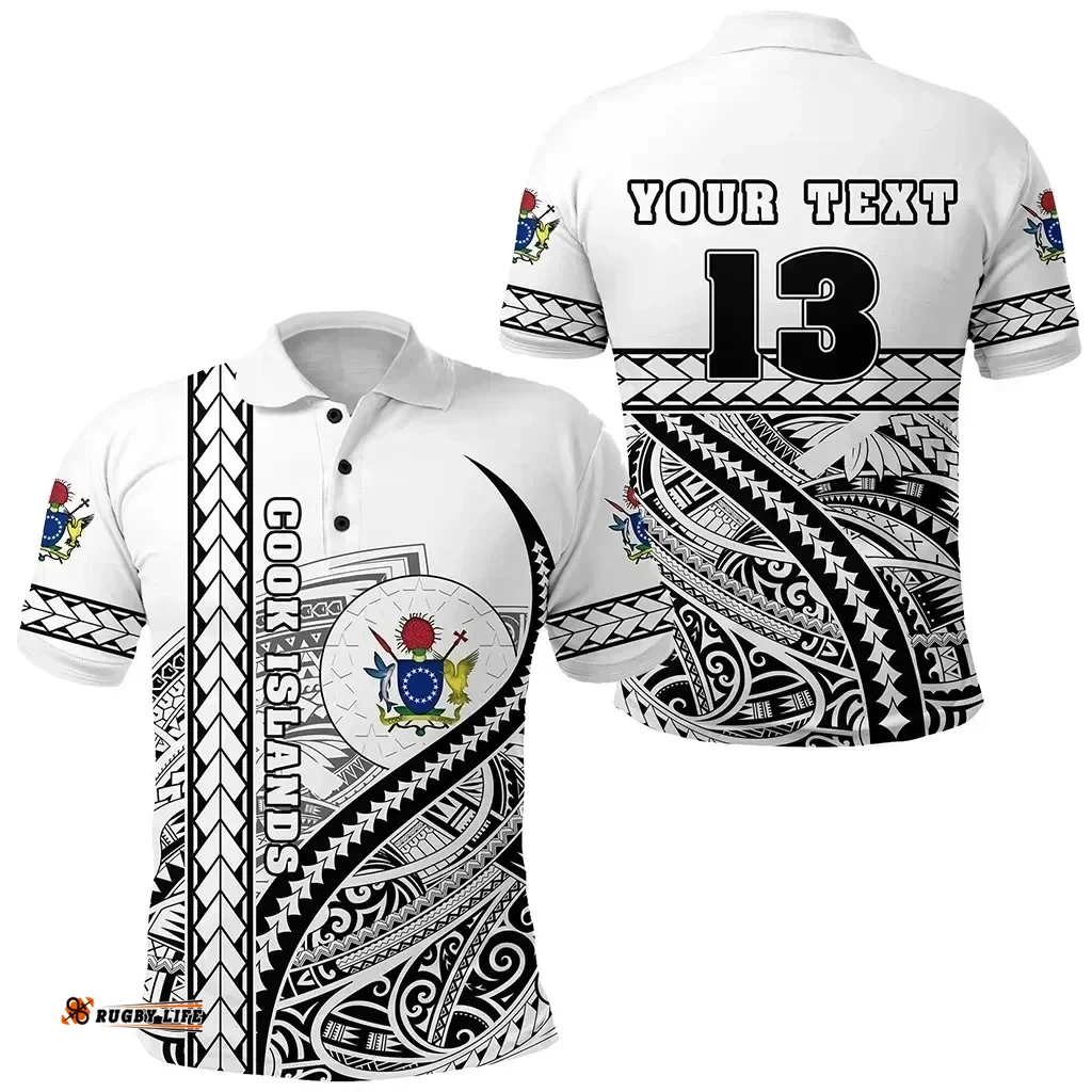 Rugbylife Polo Shirt - (Custom Personalised) Cook Islands Rugby Polo Shirt Simple - Custom Text and Number K13