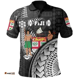 Rugbylife Polo Shirt - (Custom Personalised) Fiji Tapa Rugby Polo Shirt Armor Style A31